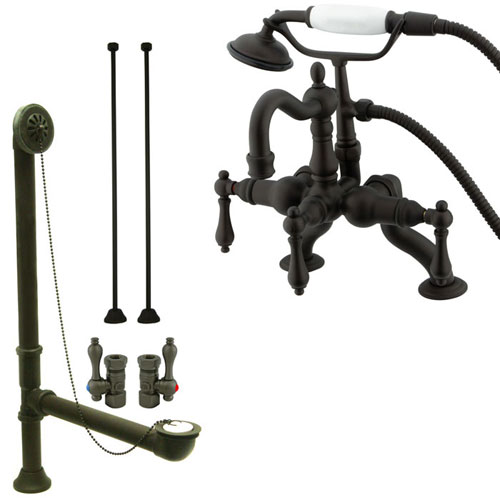 Oil Rubbed Bronze Deck Mount Clawfoot Tub Faucet w hand shower System Package CC2007T5system