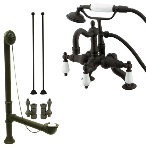 Oil Rubbed Bronze Deck Mount Clawfoot Tub Faucet w hand shower System Package CC2011T5system