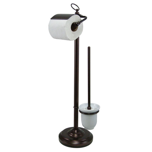 Oil Rubbed Bronze pedestal freestanding Toilet Paper & Brush Holder CC2015