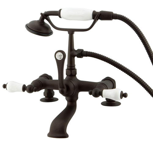Qty (1): Kingston Oil Rubbed Bronze Deck Mount Clawfoot Tub Faucet w hand shower