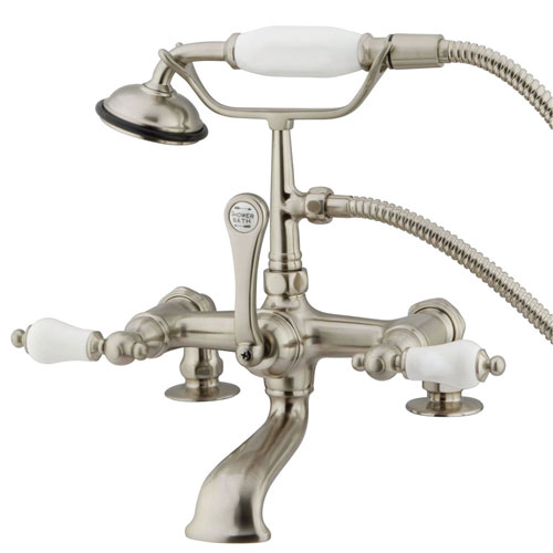 Kingston Brass Satin Nickel Deck Mount Clawfoot Tub Faucet w hand shower CC205T8