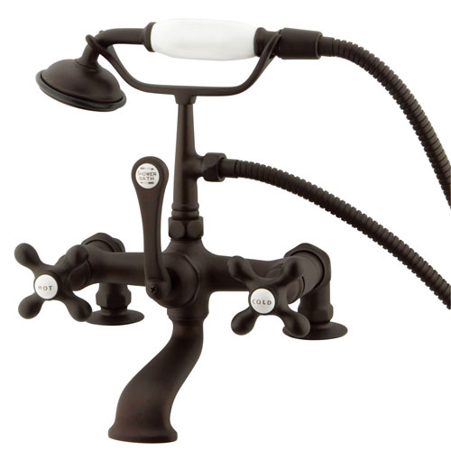 Kingston Oil Rubbed Bronze Deck Mount Clawfoot Tub Faucet w hand shower CC209T5