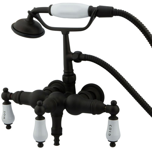 Kingston Oil Rubbed Bronze Wall Mount Clawfoot Tub Faucet w Hand Shower CC21T5