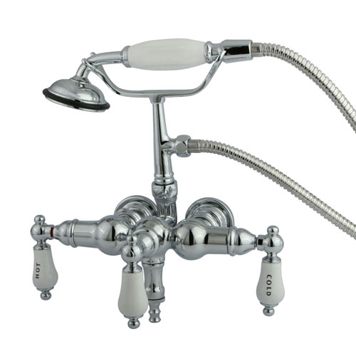 Qty (1): Kingston Brass Chrome Wall Mount Clawfoot Tub Faucet w hand shower