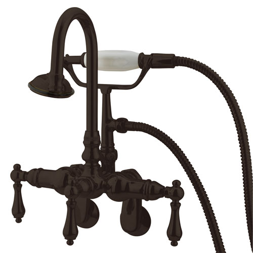 Kingston Oil Rubbed Bronze Wall Mount Clawfoot Tub Faucet w hand shower CC301T5