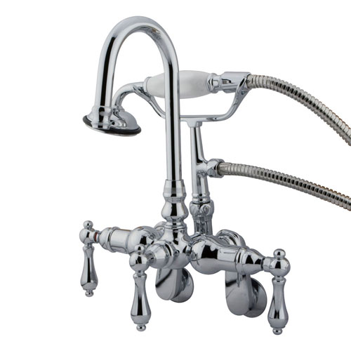 Qty (1): Kingston Chrome Wall Mount Clawfoot Tub Filler Faucet with Hand Shower
