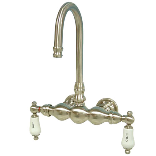 Qty (1): Kingston Brass Satin Nickel Wall Mount Clawfoot Tub Filler Faucet