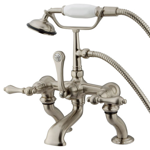 Kingston Brass Satin Nickel Deck Mount Clawfoot Tub Faucet w hand shower CC409T8