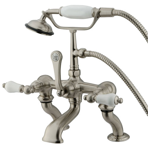 Kingston Brass Satin Nickel Deck Mount Clawfoot Tub Faucet w hand shower CC411T8