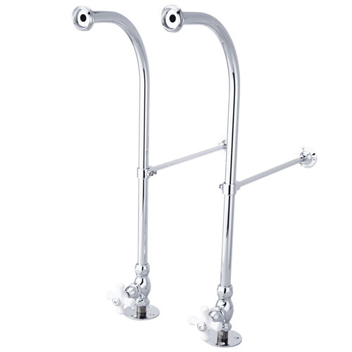 Qty (1): Kingston Brass Chrome Freestanding Bath tub Supply Lines with Stops