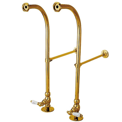 Kingston Polished Brass Freestanding Bath tub Supply Lines with Stops CC452HCL