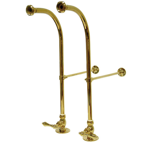 Polished Brass Freestanding Clawfoot Faucet Supply Lines w stops CC452ML