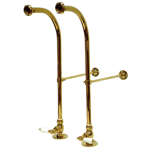Qty (1): Kingston Polished Brass Freestanding Bath tub Supply Lines with Stops