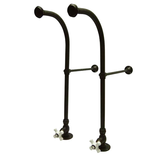 Qty (1): Kingston Oil Rubbed Bronze Freestanding Bath tub Supply Lines with Stops