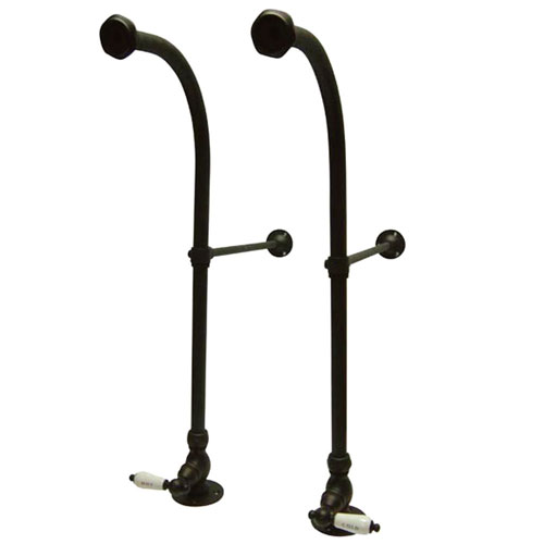 Qty (1): Oil Rubbed Bronze Freestanding Supply Lines with Porcelain Lever Stops