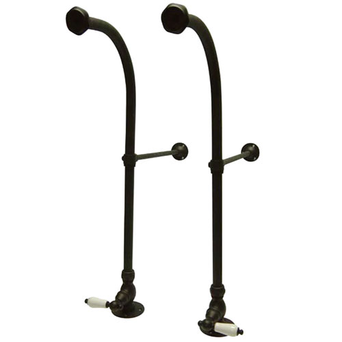 Qty (1): Oil Rubbed Bronze Freestanding Supply Lines with Porcelain Lever Stops