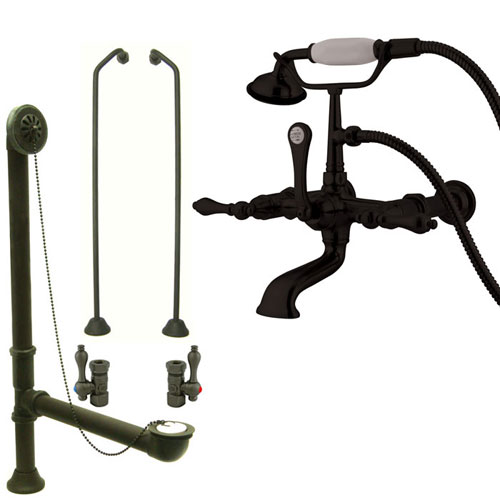 Oil Rubbed Bronze Wall Mount Clawfoot Bath Tub Faucet w Hand Shower Package CC541T5system
