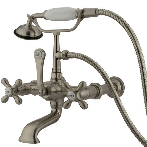 Kingston Brass Satin Nickel Wall Mount Clawfoot Tub Faucet w Hand Shower CC547T8