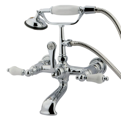 Kingston Brass Chrome Wall Mount Clawfoot Tub Faucet w Hand Shower CC554T1