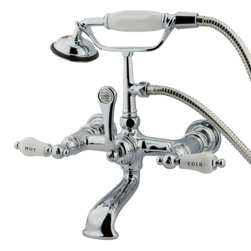 Kingston Brass Chrome Wall Mount Clawfoot Tub Faucet w Hand Shower CC556T1