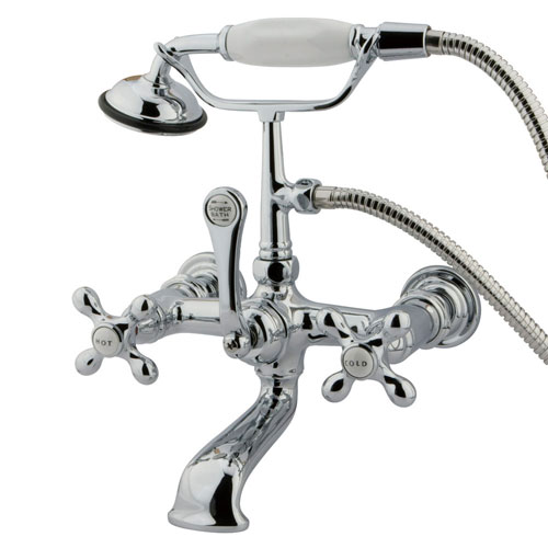 Qty (1): Kingston Brass Chrome Wall Mount Clawfoot Tub Faucet w Hand Shower