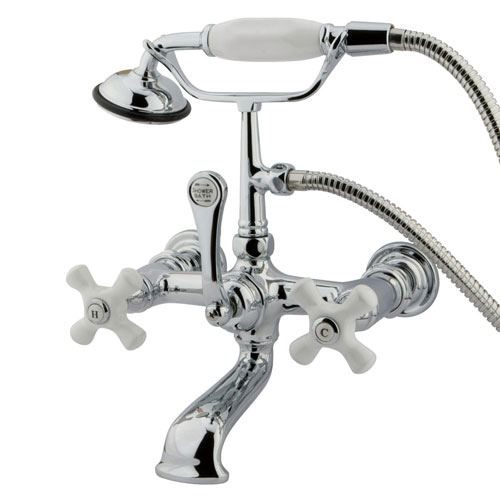 Kingston Brass Chrome Wall Mount Clawfoot Tub Faucet w Hand Shower CC560T1