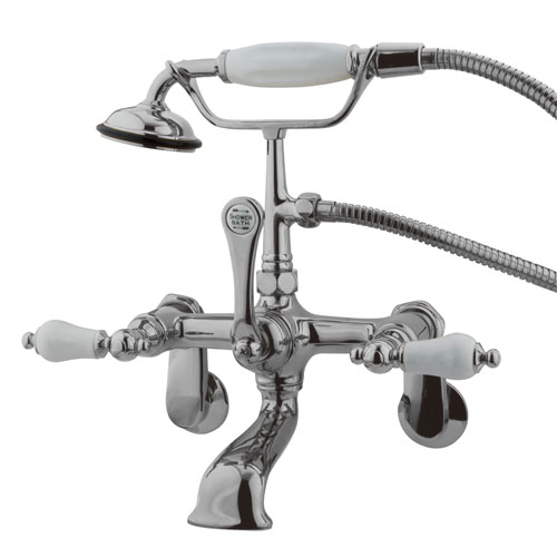 Kingston Brass Chrome Wall Mount Clawfoot Tub Faucet w Hand Shower CC56T1