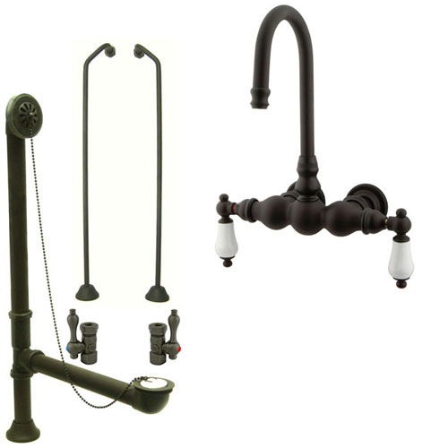 Oil Rubbed Bronze Wall Mount Clawfoot Bathtub Filler Faucet Package CC5T5system