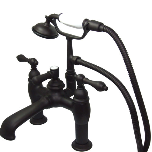 Qty (1): Kingston Brass Oil Rubbed Bronze Clawfoot Tub Faucet with Hand Shower