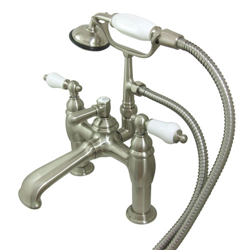 Qty (1): Kingston Brass Satin Nickel Tub Clawfoot Tub Faucet with Hand Shower
