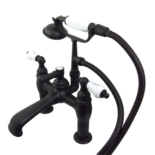 Qty (1): Kingston Brass Oil Rubbed Bronze Tub Clawfoot Tub Faucet with Handshower