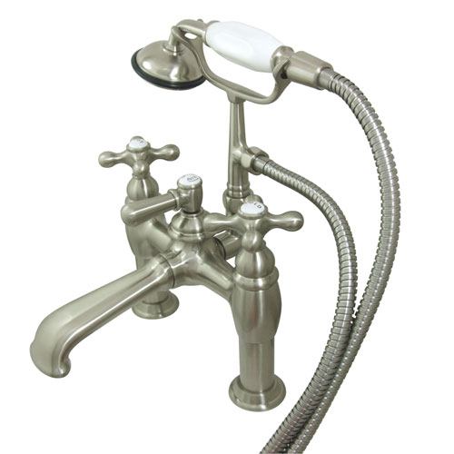 Qty (1): Kingston Brass Satin Nickel Tub Clawfoot Tub Faucet with Hand Shower