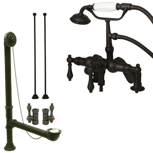 Oil Rubbed Bronze Deck Mount Clawfoot Bathtub Faucet w Hand Shower Package CC619T5system