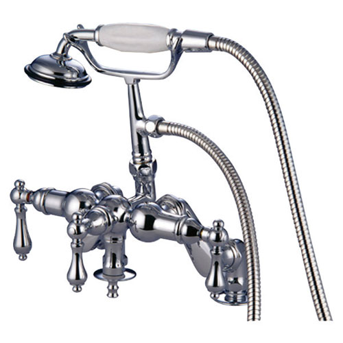 Qty (1): Kingston Brass Chrome Deck Mount Clawfoot Tub Faucet with Hand Shower