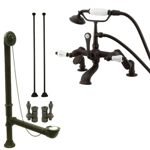 Oil Rubbed Bronze Deck Mount Clawfoot Bathtub Faucet w Hand Shower Package CC653T5system