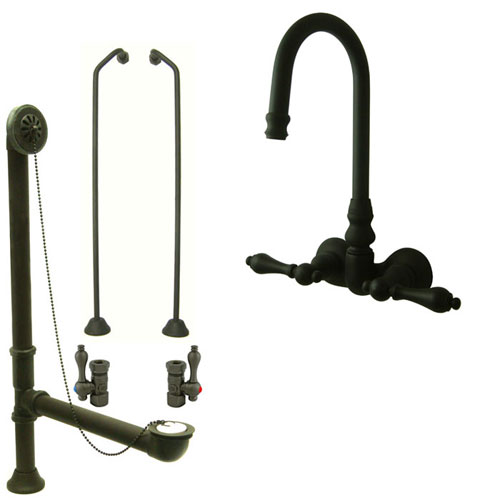 Oil Rubbed Bronze Wall Mount Clawfoot Bathtub Filler Faucet Package CC71T5system