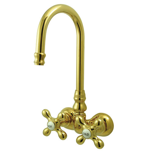 Qty (1): Kingston Brass Polished Brass Wall Mount Clawfoot Tub Filler Faucet