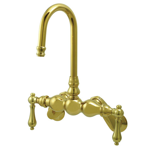 Qty (1): Kingston Brass Polished Brass Wall Mount Clawfoot Tub Filler Faucet