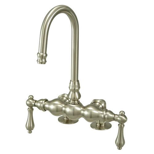 Qty (1): Kingston Brass Satin Nickel Deck Mount Clawfoot Tub Filler Faucet