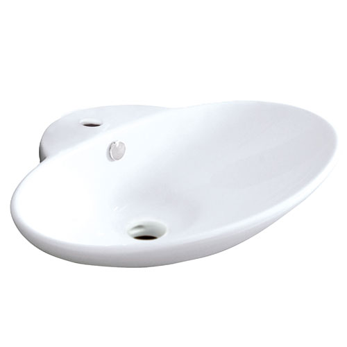White China Vessel Bathroom Sink with Overflow Hole & Faucet Hole EV4251