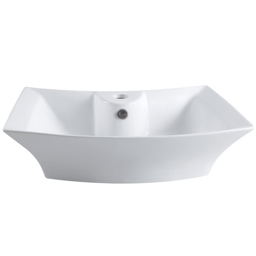 Kingston White China Vessel Bathroom Sink with Overflow Hole & Faucet Hole EV4337