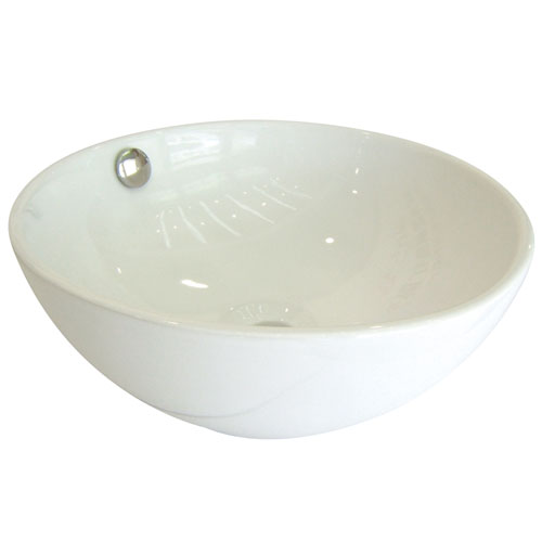 Kingston Le Country White China Vessel Bathroom Sink with Overflow Hole EV7048