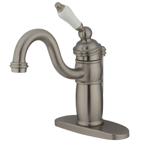 Kingston Brass Satin Nickel Single Handle Bathroom Faucet w Drain KB1408PL
