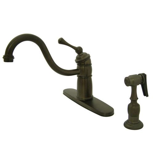 Kingston Oil Rubbed Bronze Single Handle Kitchen Faucet w Sprayer KB1575BLBS