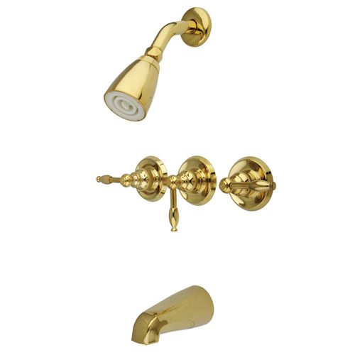 Magellan Polished Brass 3 Handle Tub & Shower Combination Faucet KB232KL