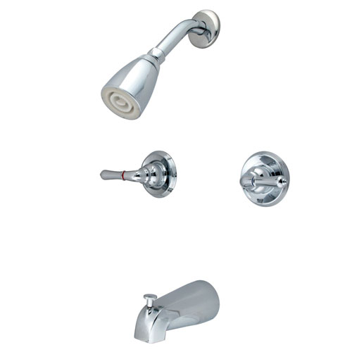 Kingston Chrome Magellan two handle tub and shower combination faucet KB241