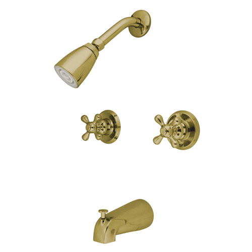 Kingston Polished Brass Two Handle Tub and Shower Combination Faucet KB242AX