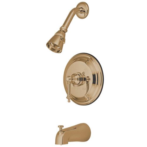 Kingston Polished Brass Templeton Tub & Shower Combination Faucet KB2632TL