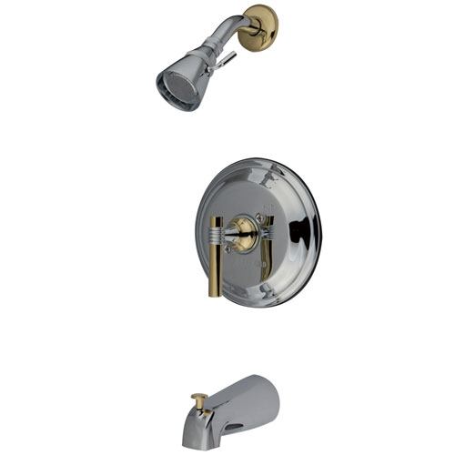 Kingston Chrome/Polished Brass Single Handle Tub & Shower Combo Faucet KB2634ML