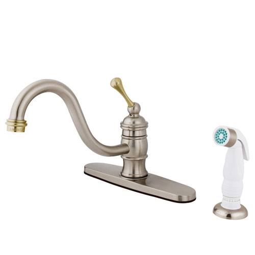 Satin Nickel / Polished Brass Single Handle Kitchen Faucet w spray KB3579BL